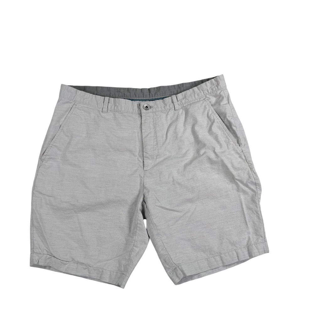 Calvin Klein Shorts Mens 36 Light Grey Slim Fit Textured Cotton Casual Slub - Picture 1 of 11